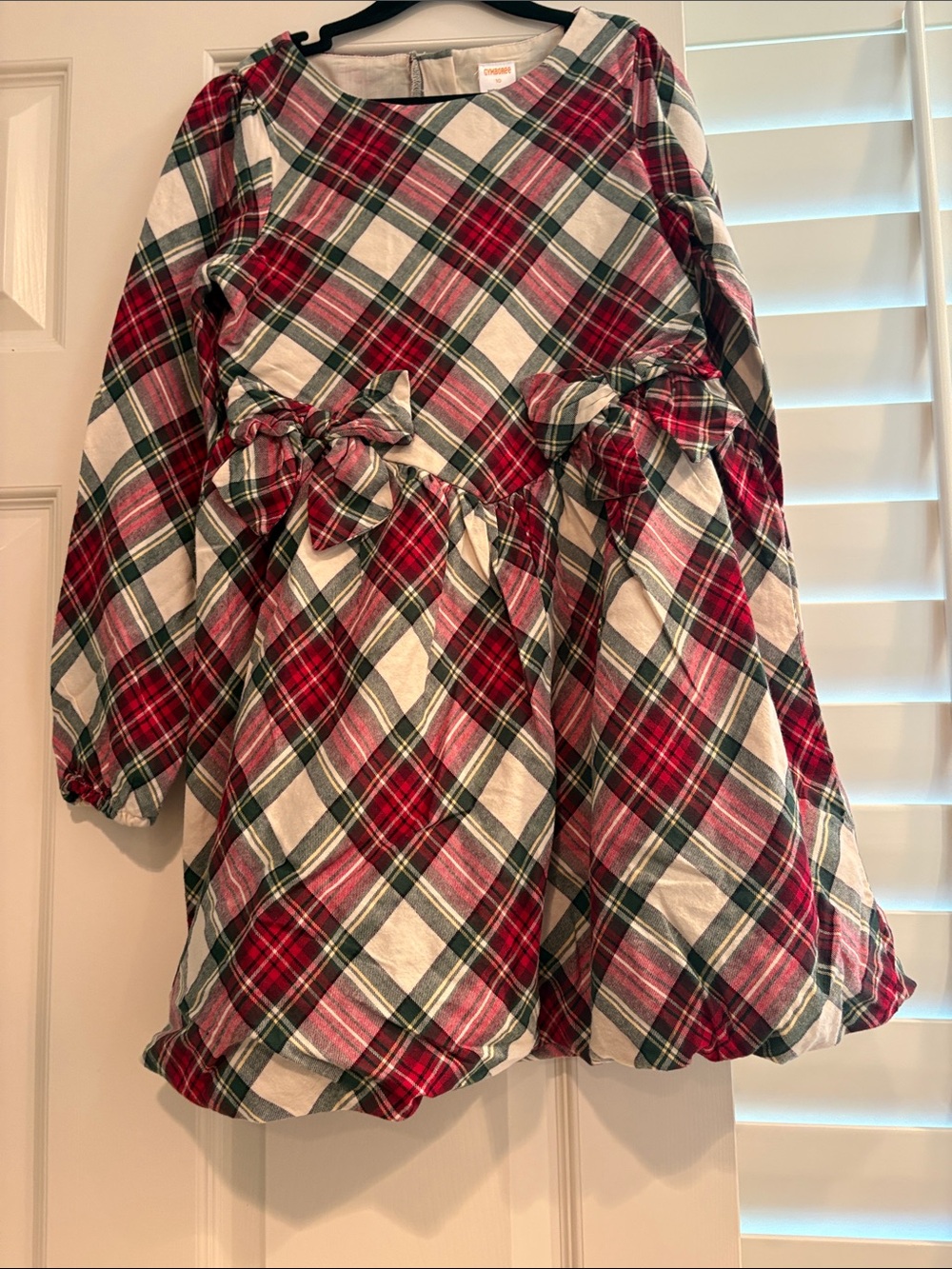 Gymboree Red, Green & Cream Plaid Bow Waist Dress